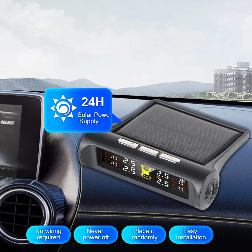 Smart External Car TPMS Solar Power Auto Security Digital LCD Display 0.1-8Bar Tyre Pressure Monitoring System Universal