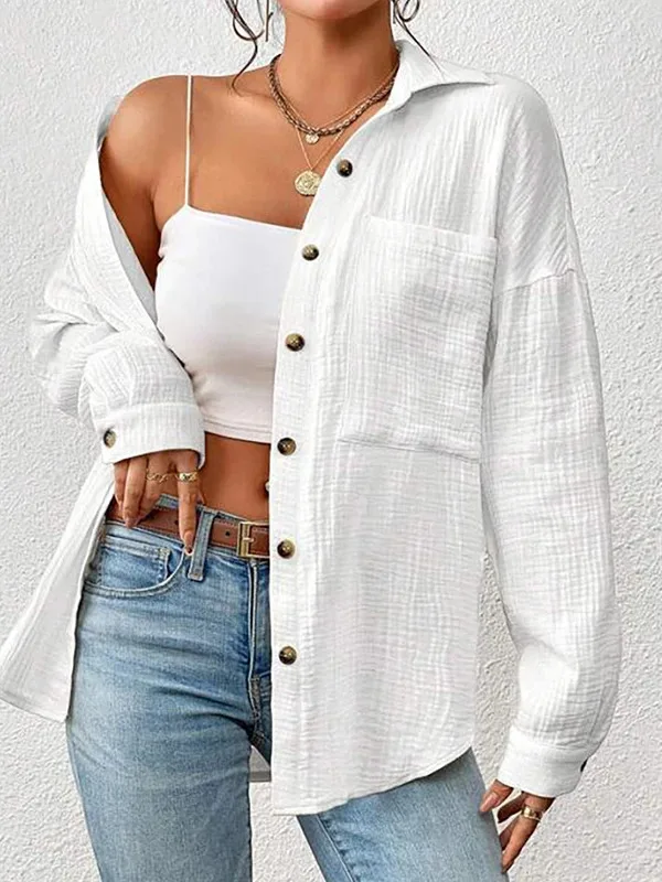 100% garza di cotone mussola camicie da donna casual colletto rovesciato manica lunga top ufficio signora camicette eleganti per le donne Blusas BQ92