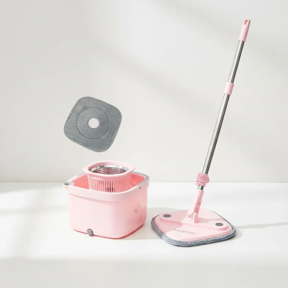 

Smart Spin Mop and Bucket with Dual Water Compartments, Self-Cleaning, Easy Floor Cleaner for Home Use