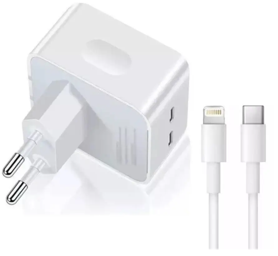 Dual Turbo Charger Usb-C Compatigel iPad and iPhone 12 13 14-40W