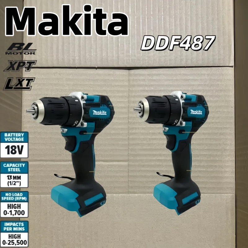 

NEW Makita 18V DDF487 Cordless Driver Drill Brushless Electric Impact Screwdriver Rechargeable Power Tool
