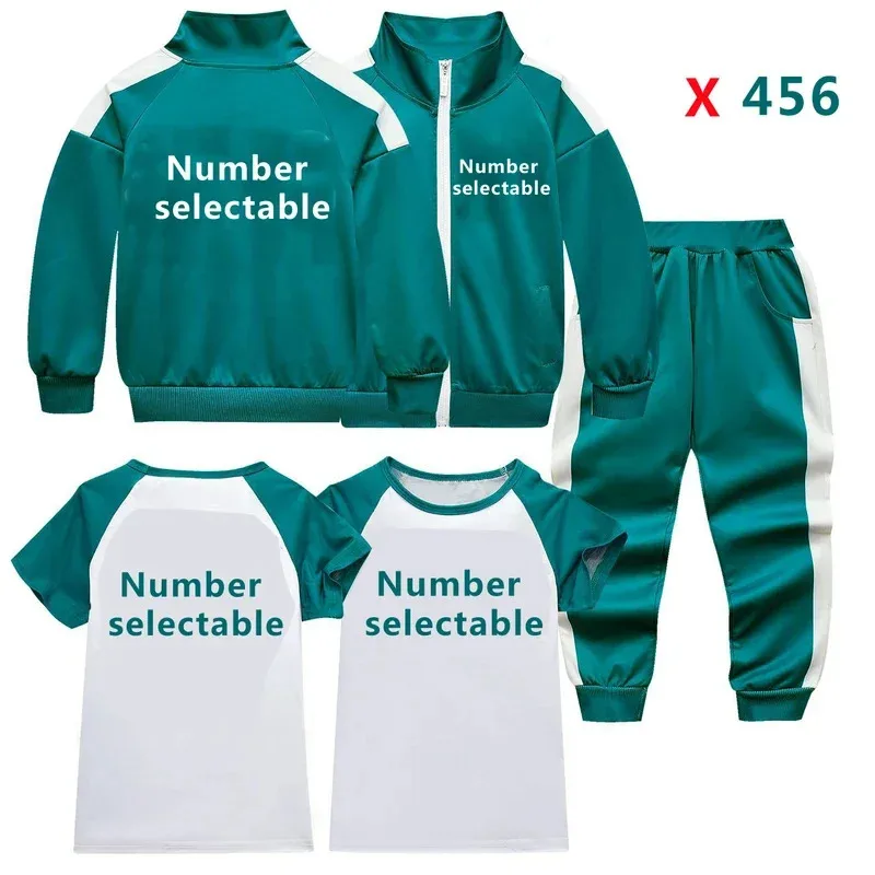 l2025l New Cosplay Game 2 Kids Tracksuit Pants Set Cosplay Costume Player Number 456 Track Suit Outfits Uniform Party