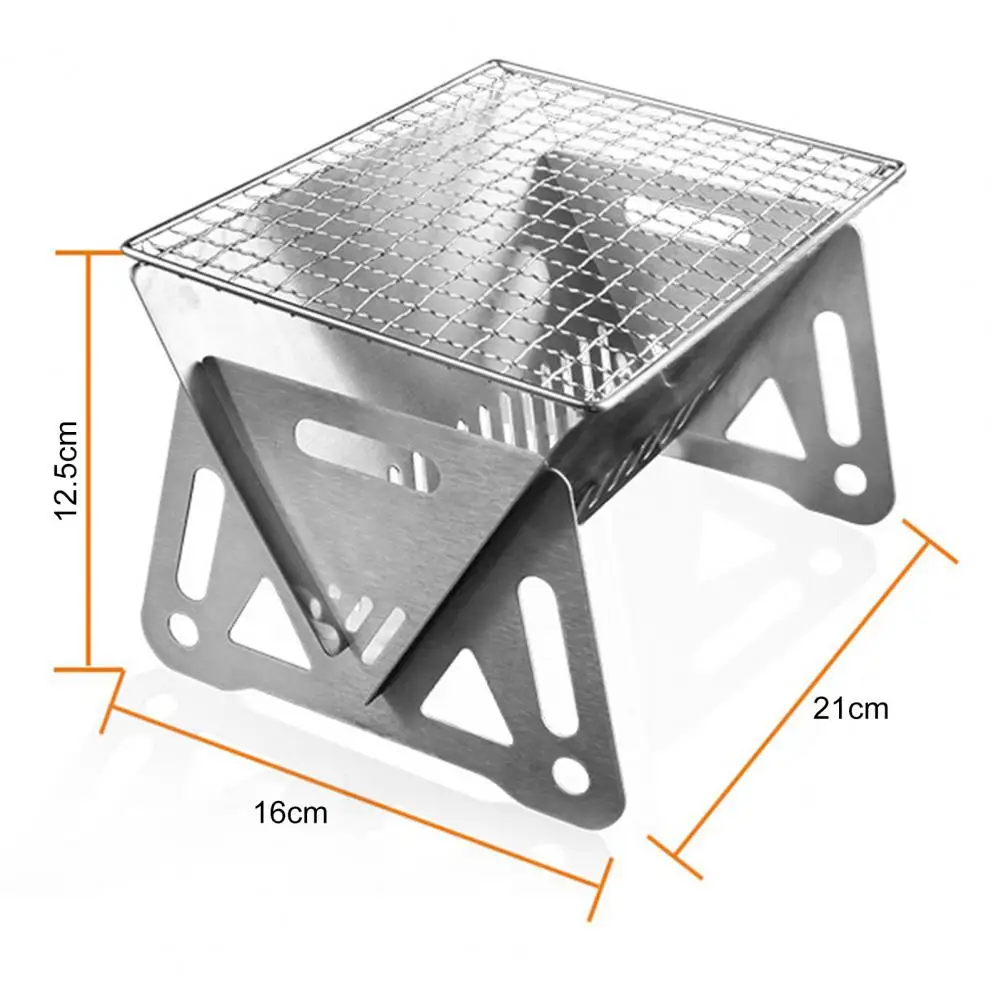 Outdoor Grill with Griddle Portable Stainless Steel Folding Bbq Grill Collapsible Charcoal Cooking Set Heat-resistant Outdoor