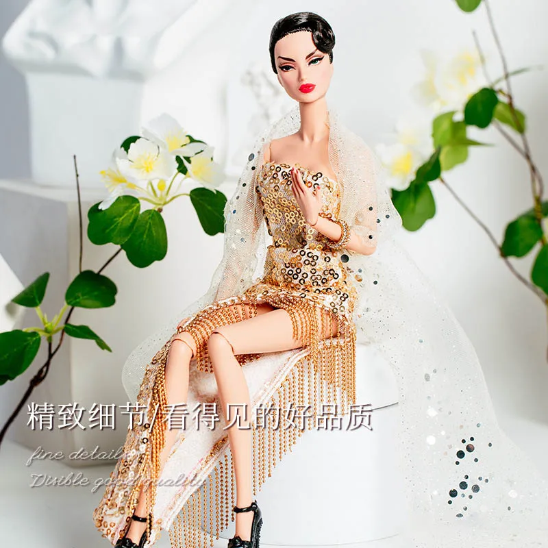 30 centimetri Fashion Design Supermodel Doll Outfit 1/6 BJD Doll Lusso Paillettes Abito Da Sera + Scarpe Set Partito Vestire Vestiti Per FR PP