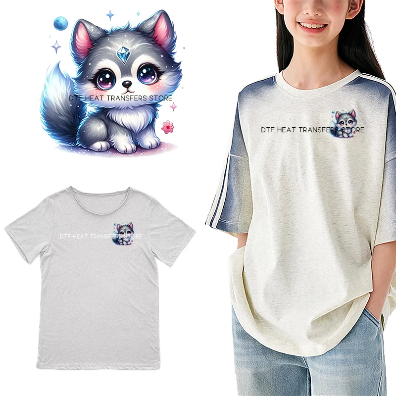 Watercolor Cute Kawaii Animals Iron On Patch Heat Transfer On Clothes DTF Iron On Transfer Children's Clothing