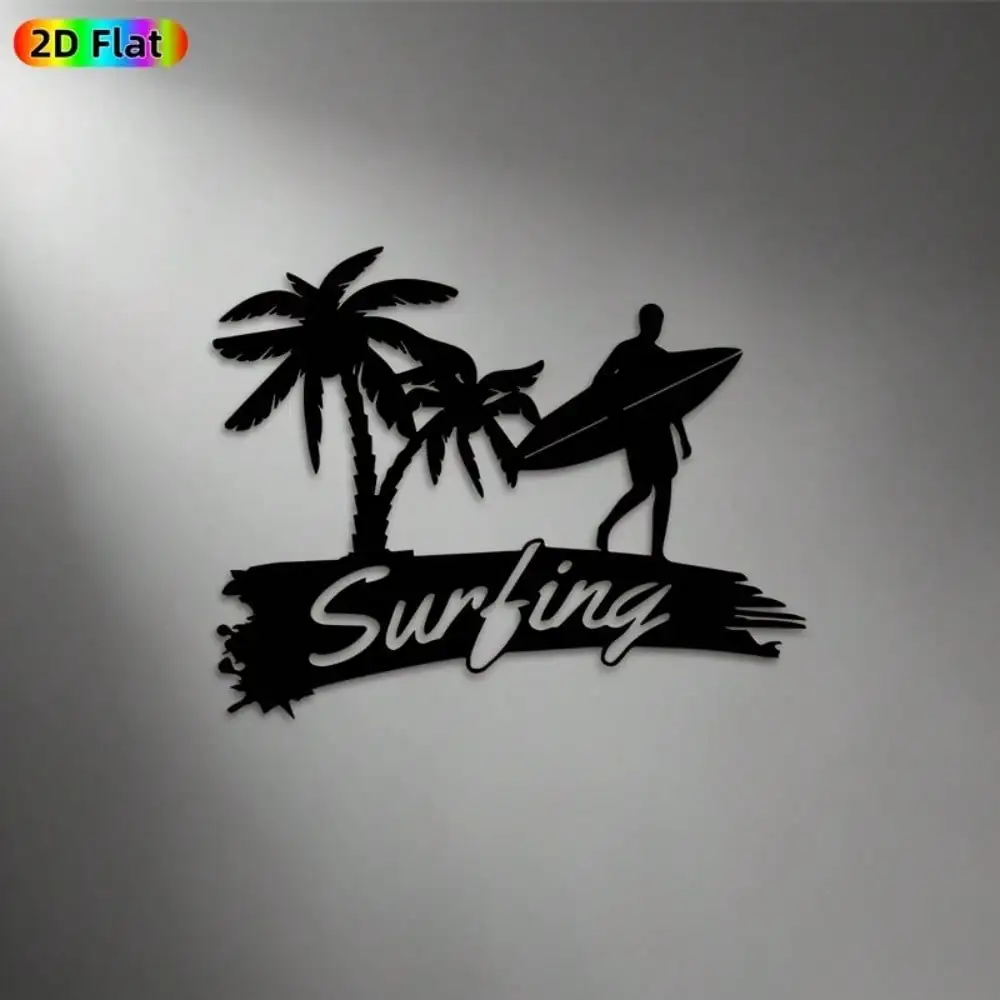 CIFbuy Metal Wall Art 2D Flat Surfing Silhouette Coastal Beach Decor Weather-Resistant Outdoor Patio Yard Garden Statue Mural