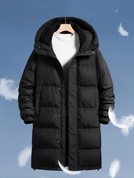 Veste d'hiver en duvet de canard blanc pour homme, coupe-vent à capuche chaud, parka longue, vestes matelassées décontractées, grandes tailles, 8XL, 85%