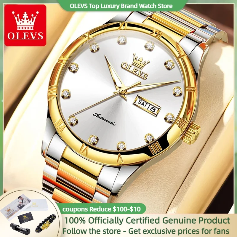 ساعة أوليفس ميكانيكية أوتوماتيكية للرجال ، ساعات يد من الفولاذ المقاوم للصدأ للعمل والترفيه ، أصلية ، عالية الجودة ، جديدة ،
