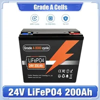 🔥24V 200Ah LiFePO4 Lithium Battery, Built-in 200A BMS, Rechargeable Battery, for RV/Camper, Solar, Marine, Overland/Van, Off-Gr