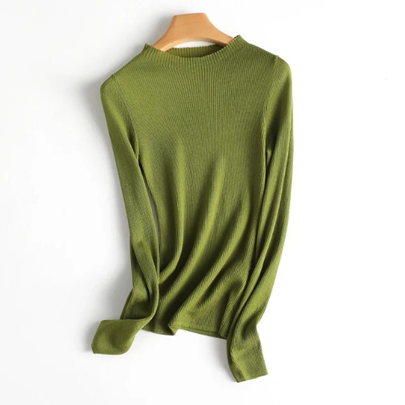 Imagem -05 - Lavável Merino Básico para Mulheres Camisolas Verdes Mulheres Pulôver Moda Topo Camisola de Malha Senhoras Primavera Vestuário Estilo Malha Femininas Blusas de Inverno Feminino Sueter Frio Feminina Blusa Tricot Roupa lã