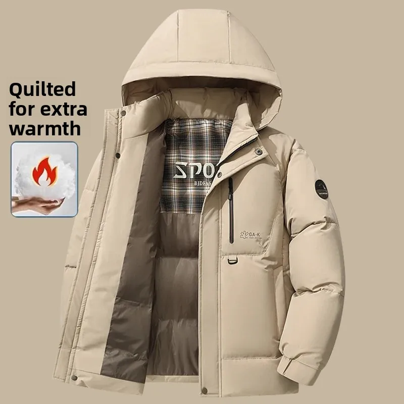 Męska kurtka Stand Parka zimowa Nowa kurtka z kapturem puchowa ocieplana polarem ciepłe kurtki męskie biznesowe rekreacyjne płaszcze kurtki baseballowe