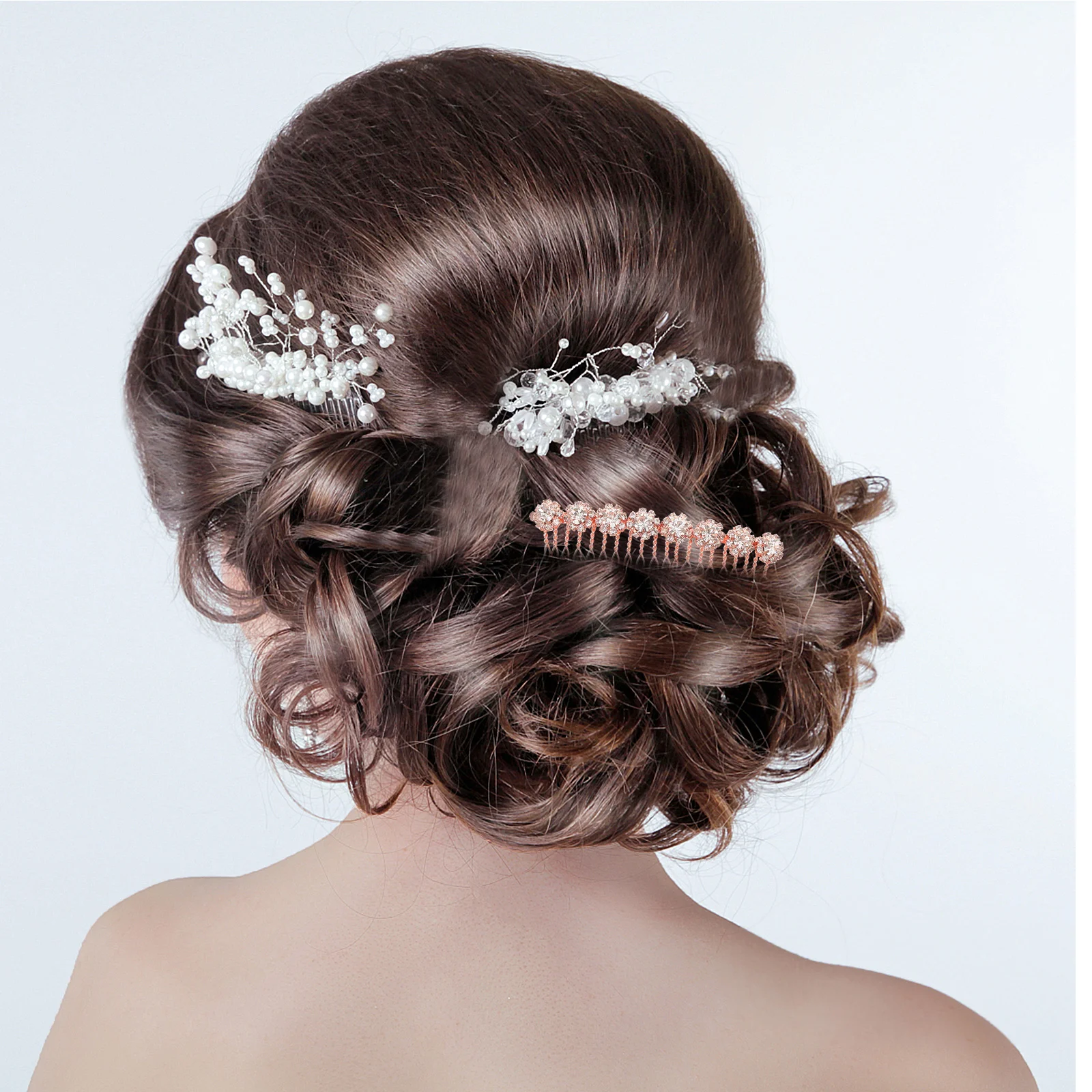 

4Pcs Hair Rhinestone Alloy Insert Rhinestone Comb Bang Premium Material Elegant Design Wedding Party Hair Accessories