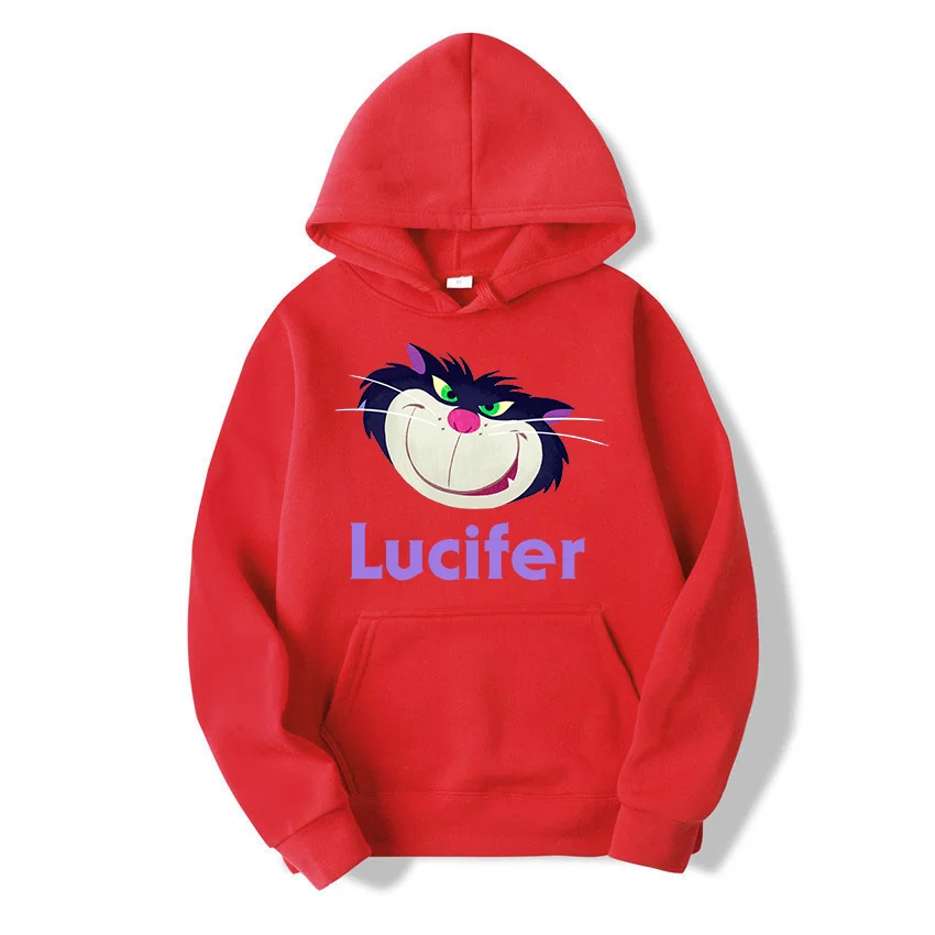 Popular Disney Cinderella Lucifer Cat print hooded men\'s and women\'s hoodies couple casual sports street hoodies