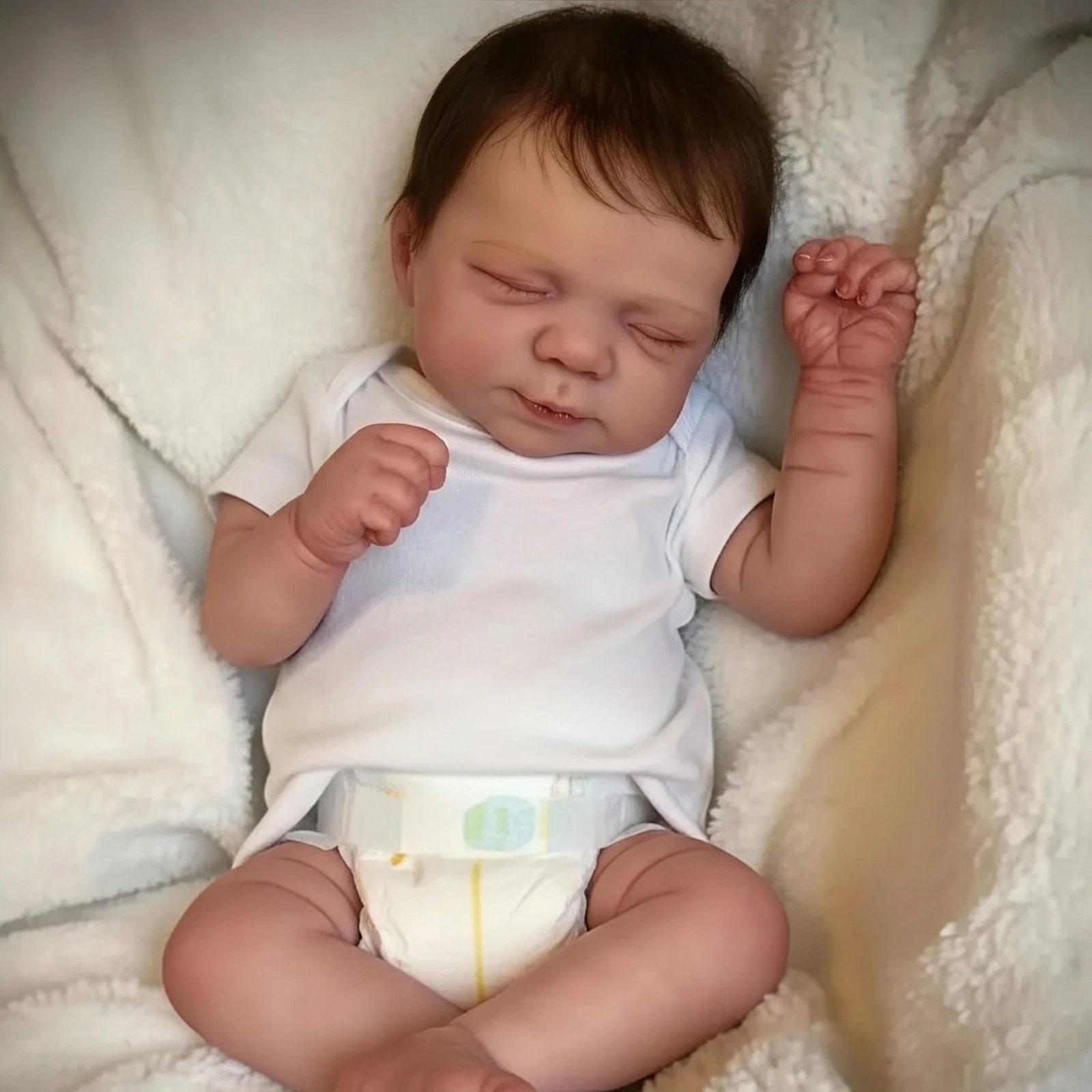 

Реалистичная готовая кукла Bebe Reborn 48 см — 19-дюймовая силиконовая виниловая кукла для девочек, игрушка ручной работы — идеальный рождественский подарок для девочек