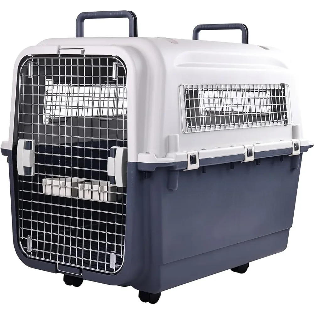 

Plastic Kennels Rolling Plastic Airline Approved Wire Door Travel Dog Crate House for Dogs Kennel Supplies Products Freight free