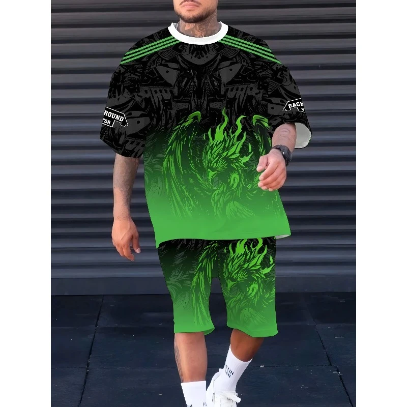 2025 Summer New Men's 3D Printed Casual Fashion Outdoor Street Wear Trendy Daily Sportswear