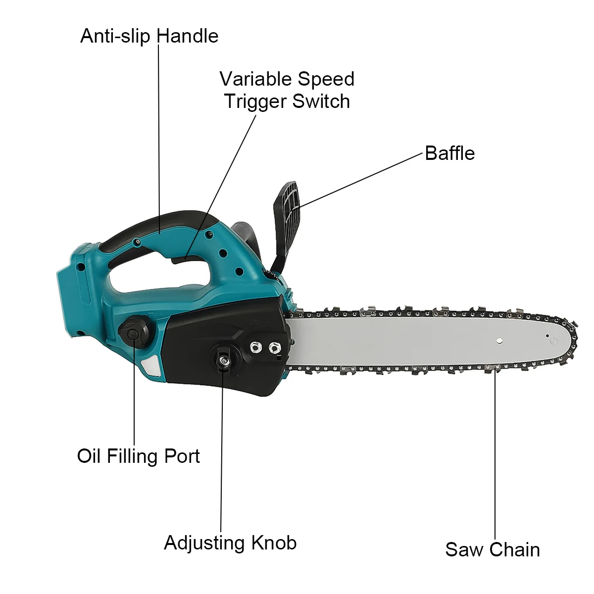 12Inch Brushless Electric Chain Saw 3500W 20000RPM Cordless Handheld Home Chainsaw Graden Pruning Tools For Makita 18V Battery