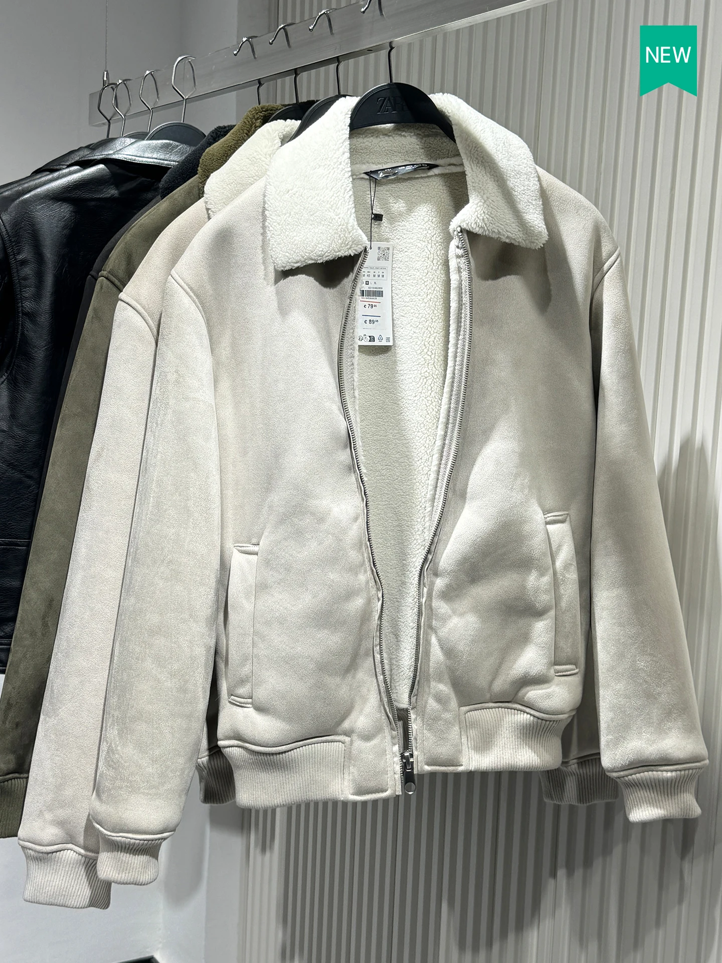 

Men's Winter Fce Lined Fur Jaet Stand Collar Inner Polyester Fiber Cosite Fabric Warmth Casual Sle Stand Fit