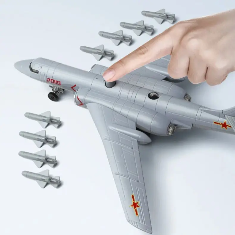 1/1500 Scale JH-6k Bomber Simulation Alloy Sound-Light Return Force Aircraft Military Aviation Model Fighter Figurine