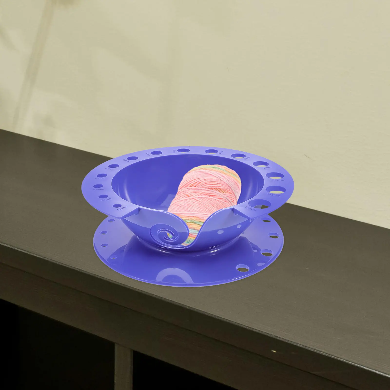 

Stable Base Crochet Yarn Storage Bowl Blue Large Wool Storage Area for Multiple Balls and Different Size Needles