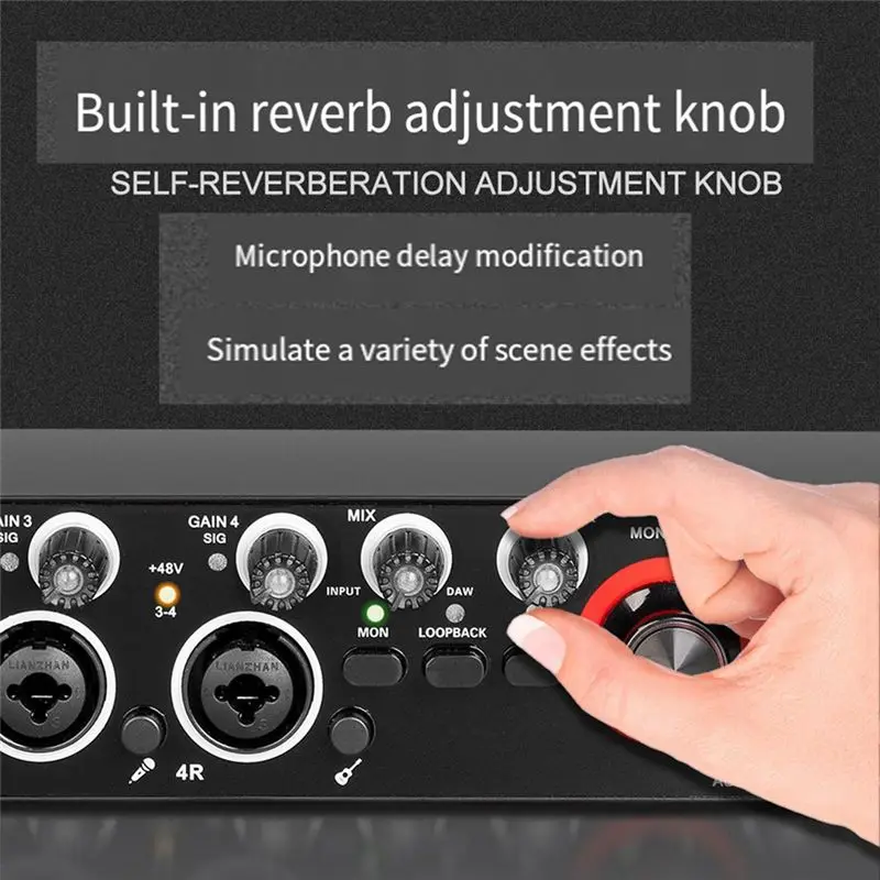 

(A96Z) 4 Channel Interface Sound Recorder Recording Studio Volume Regulator with Recording Sound Card for Recording of Singing