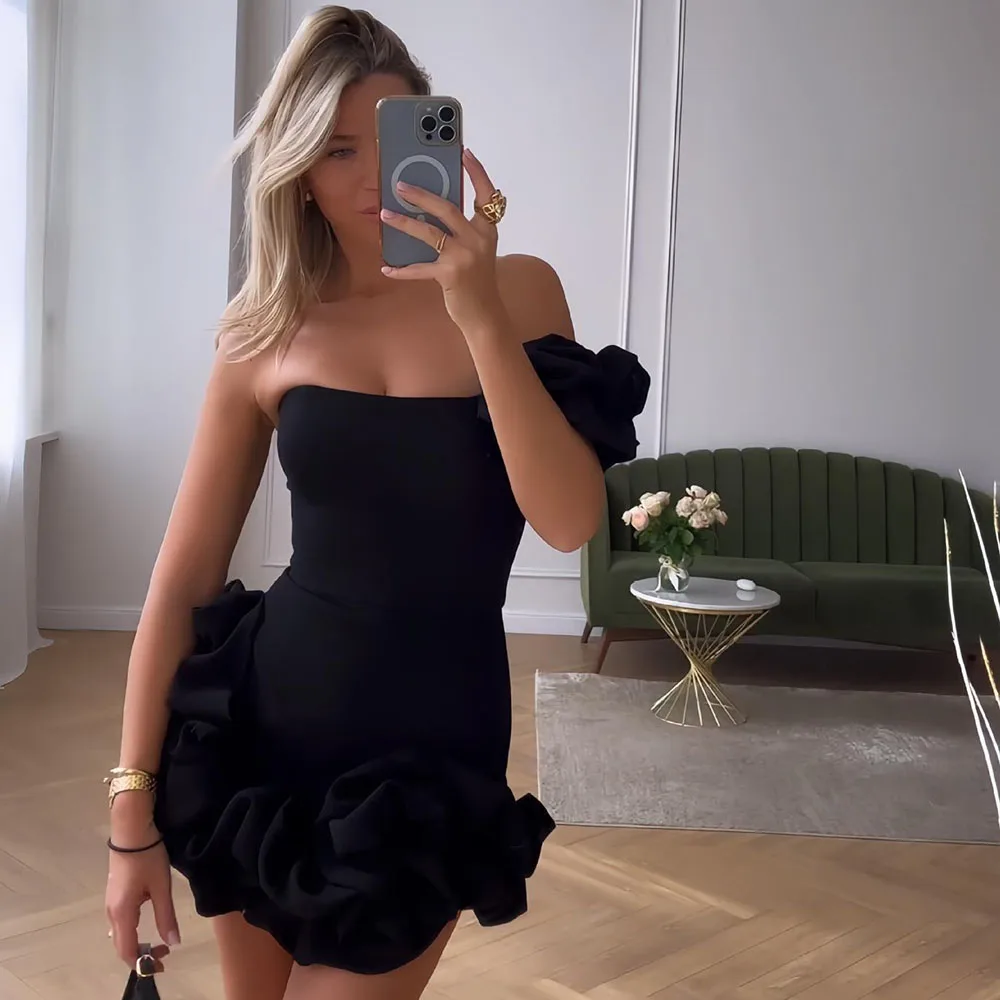 فستان فاخر للحفلات المسائية بأكمام منتفخة أنيق رسمي لحفلات الزفاف وحفلات الكوكتيل وحورية البحر الأنثوية ملابس وصيفة العروس