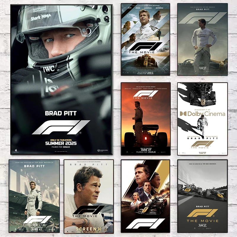 f1-фильм-2025-Брэд-Питт-гонки-автоспорт-фильм-постер-холст-живопись-настенные-художественные-фотографии-дома-спальня-интерьер-Декор-подарок