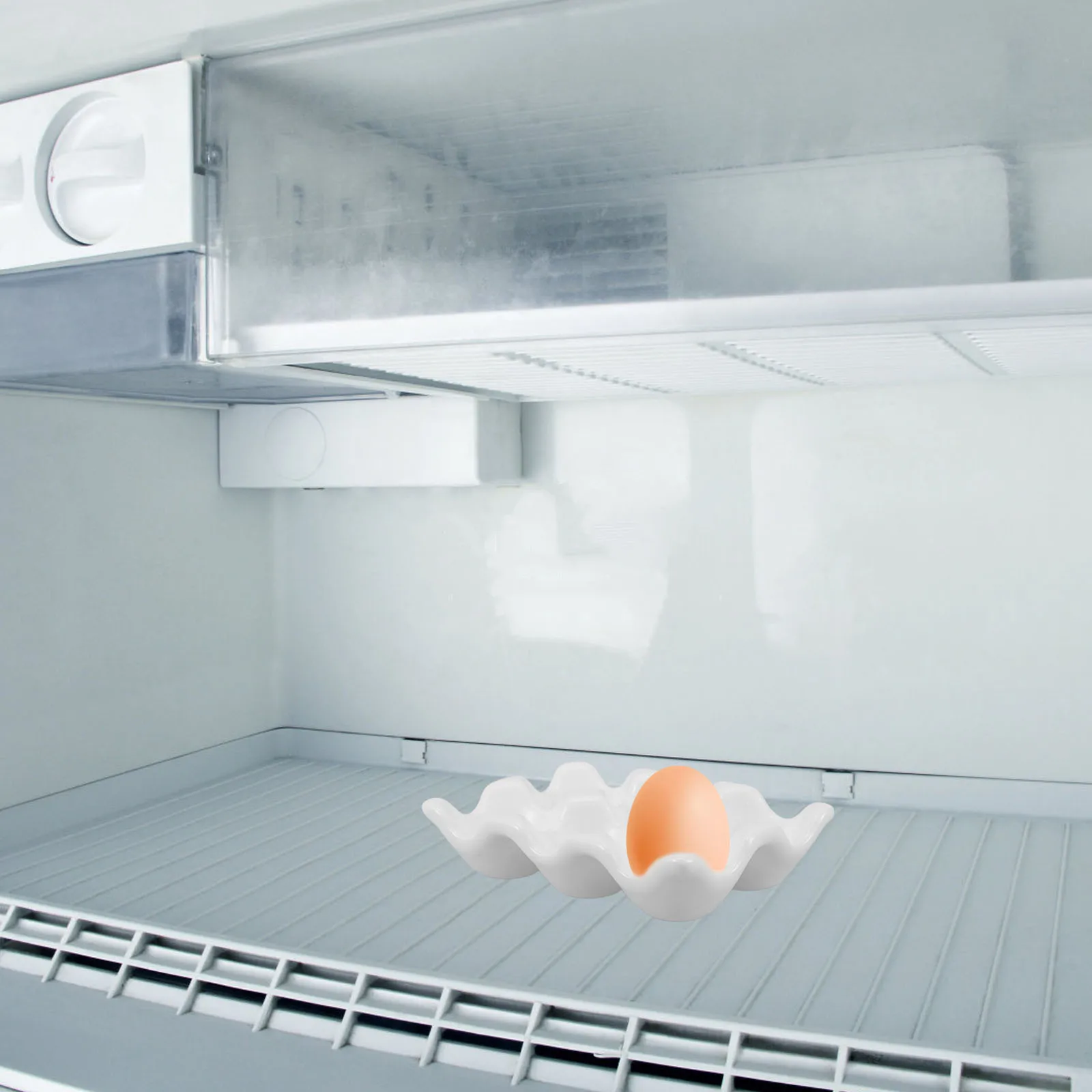 

Egg Tray Ceramic Holder for Fridge Countertop Egg Organizer Storage Container Kitchen Essentials Non Slip Stable Surface