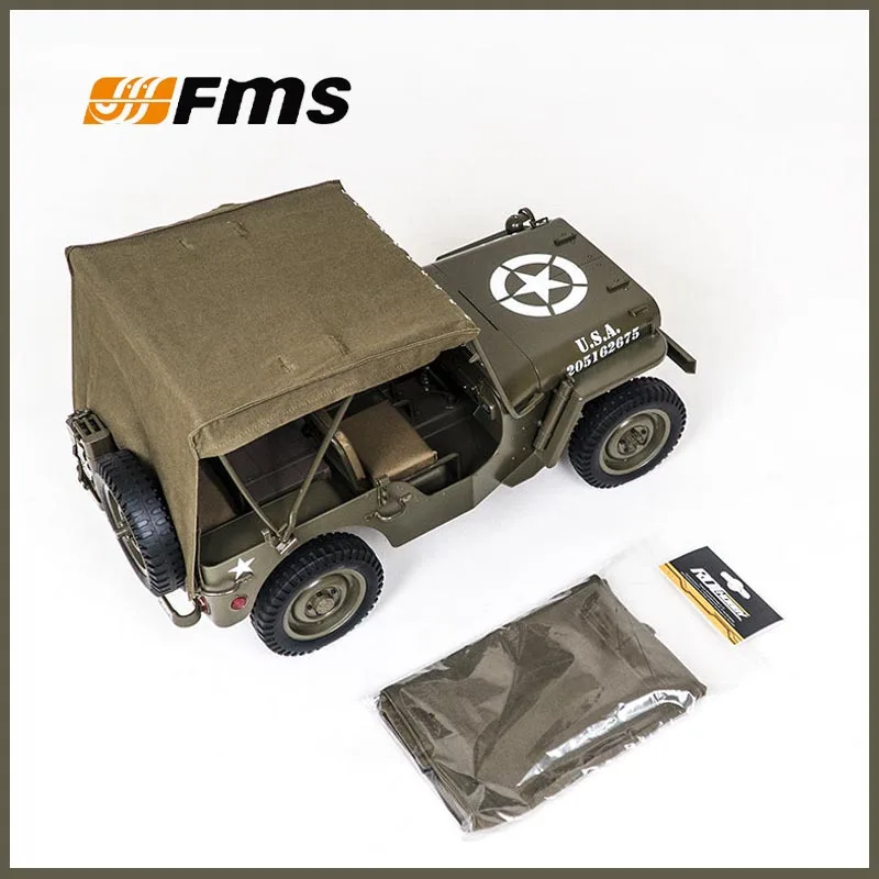 FMS 1/12 C1167 Canvas Roof For Willys MB RC Crawler 1941 Military Jeep Upgrade Parts Without Support Rod Hobby Decor Accessories