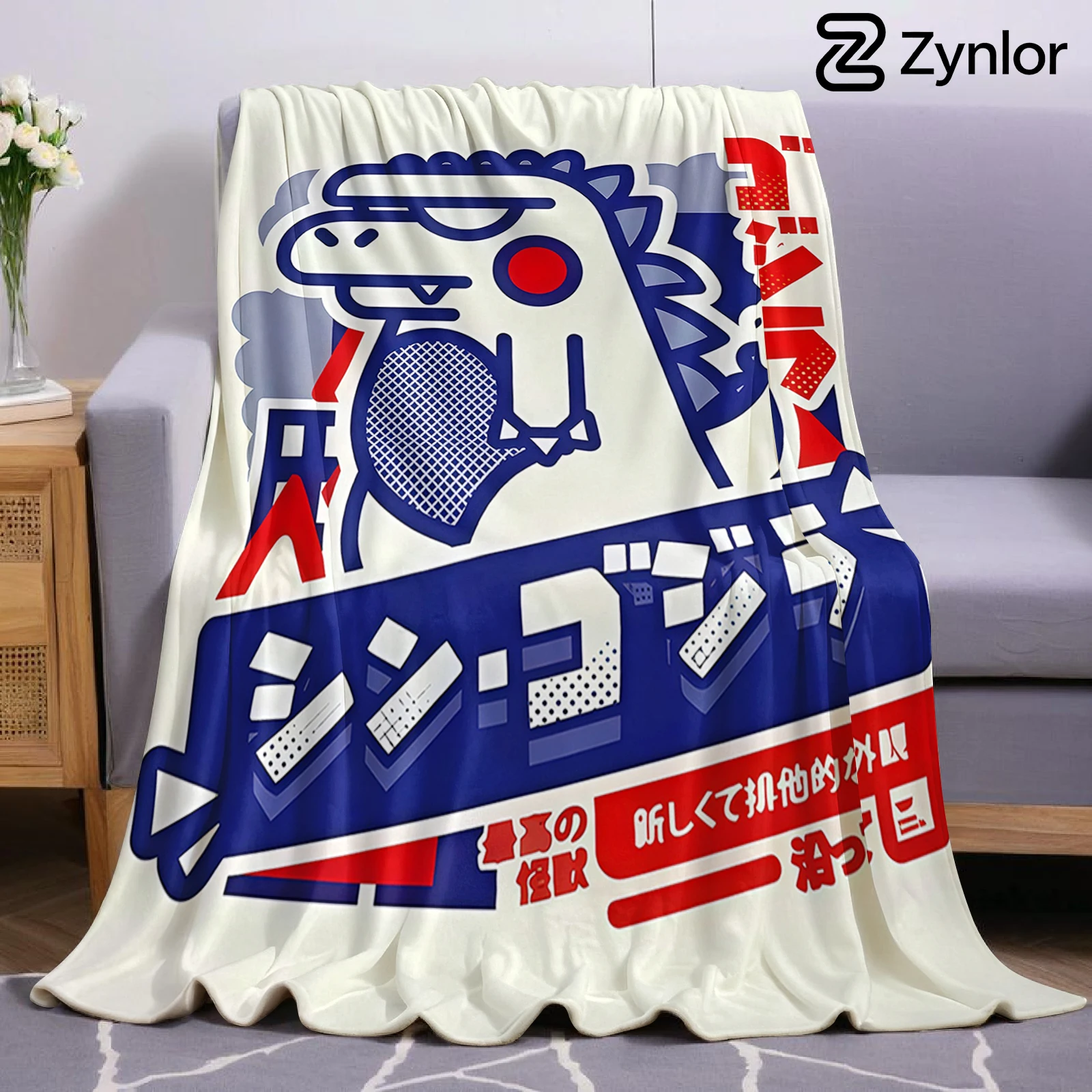 Retro Kaiju Halloween Flannel Fleece Blanket Fluffy Warm Cozy Throw for Sofa Bedroom Home Holiday Decoration Gift