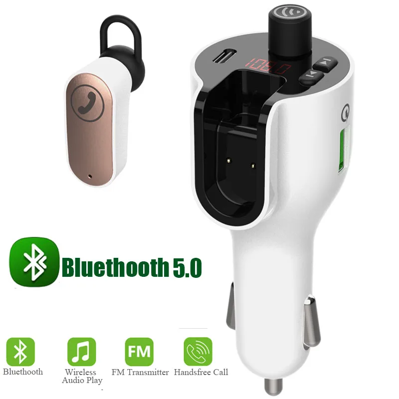 New Fashion Car Bluetooth-compatible 5.0 FM Transmitter Car MP3 Modulator Player With Wireless Handsfree Audio Receiver