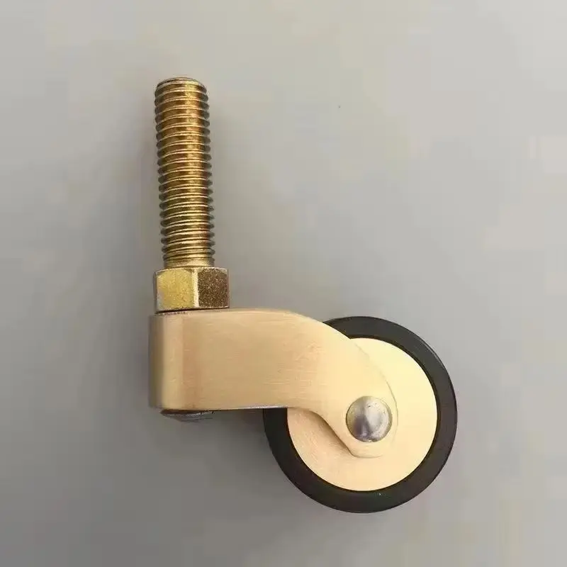4PCS 1'' Solid Brass Wheels Table Chair Couch Cabinet Leg Feet Furniture Casters 360° Rotary Rubber Silent Furniture Rollers