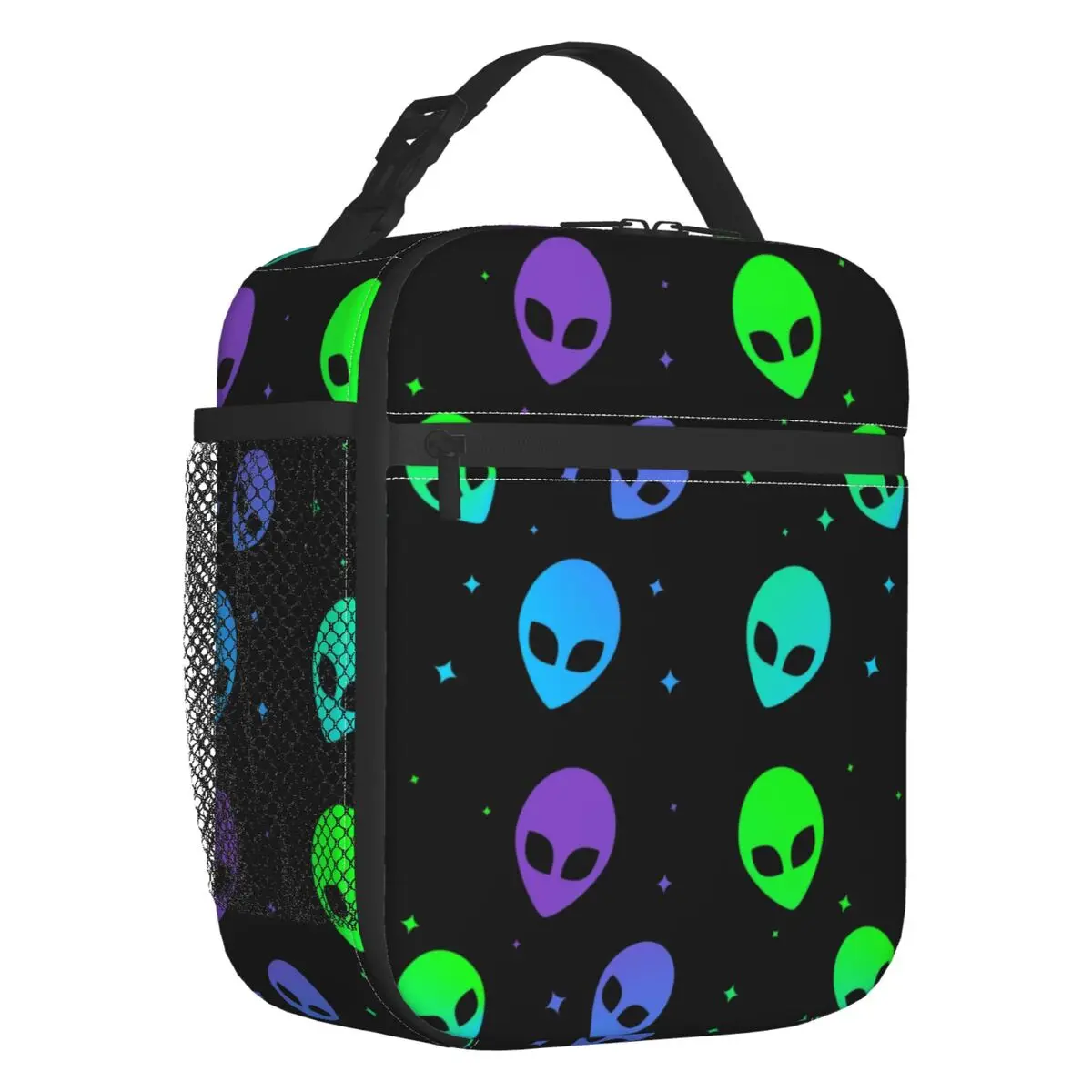 

Colorful Aesthetic Alien UFO Pattern Insulated Lunch Bag for Women Leakproof Thermal Cooler Bento Box Kids School Children