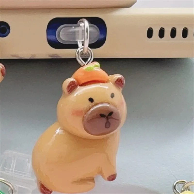 

Cute Capibara Phone Dust Plug for iPhone Type-C Micro Interface Universal Decorative Hangings Protective Cap
