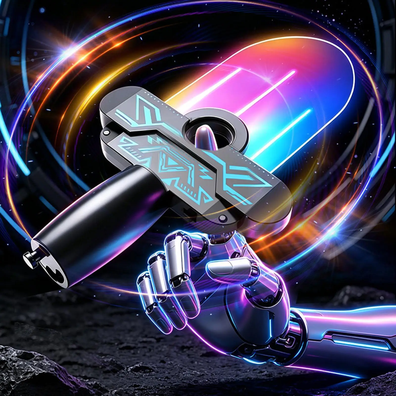 Light Spinner 4 Pieces LED Color Changing USB Rechargeable Toy Light Up Handheld Spinner For Home Travel Office Car Trip Waiting