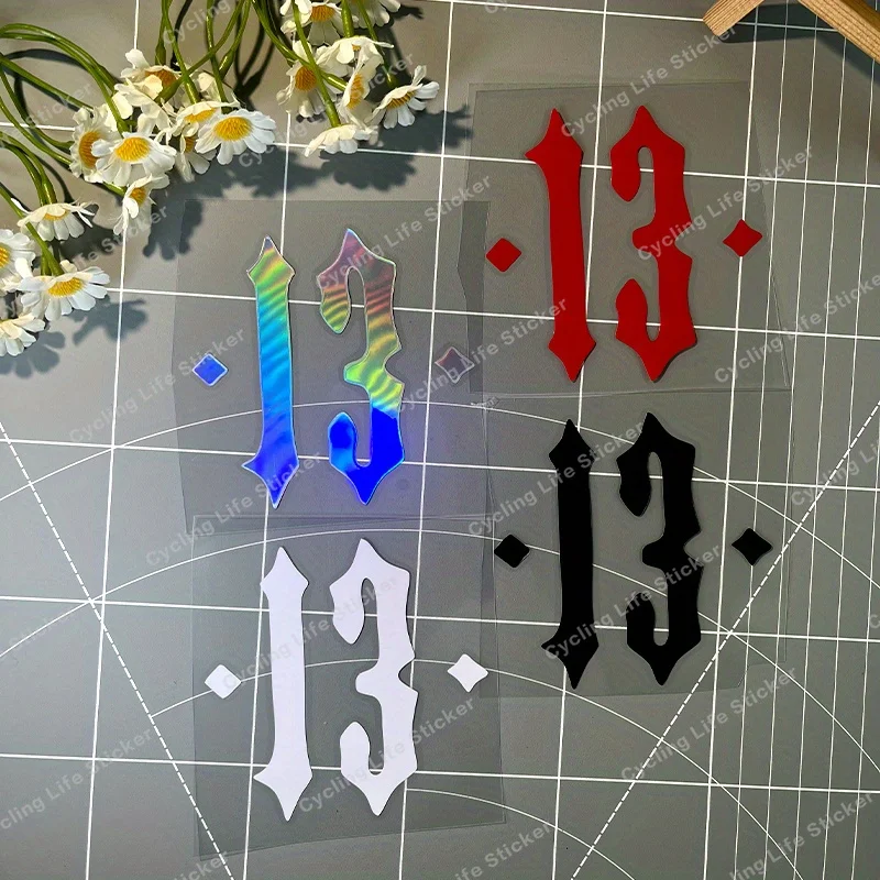 1Pc Number 13 Waterproof Scratch-Resistant Motorcycle Sticker,Gothic/Modern/Neon Multi-Color for Body,Tank,Bumper,Luggage Decor