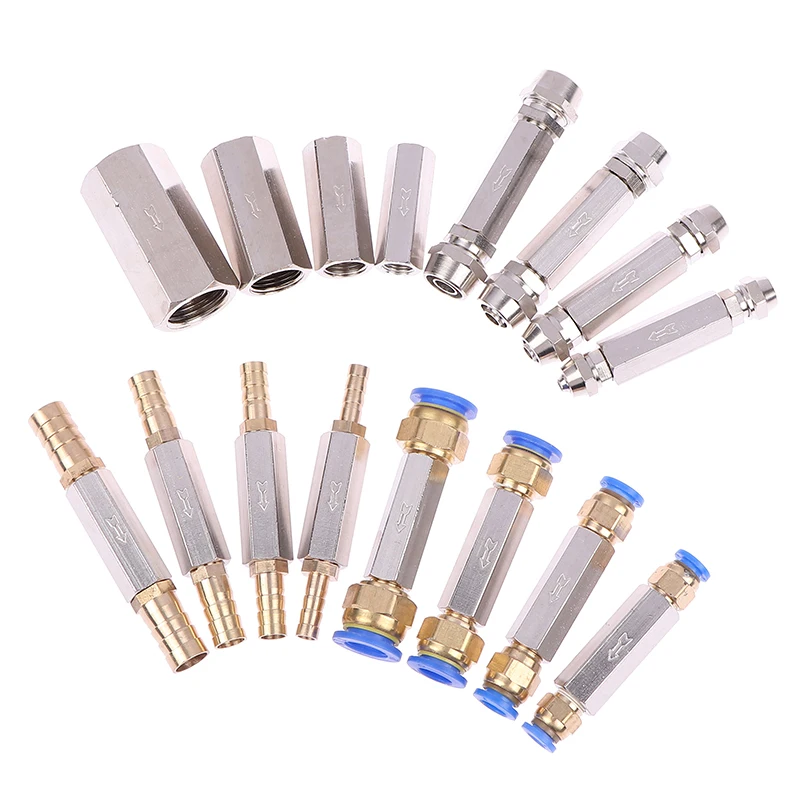 Pneumatic Check Valve 6mm 8mm 10mm 12mm OD Hose One Way Valve Air Gas Single Way Brass Valve Air Compressor Pipe Fitting Adapter