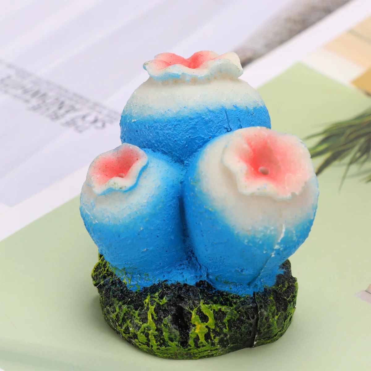 

Flower Style Sky-Blue Resin Fish Tank Ornament Aquarium Plants Decoration Underwater Bubble Effect Safe for Fresh Salt Water