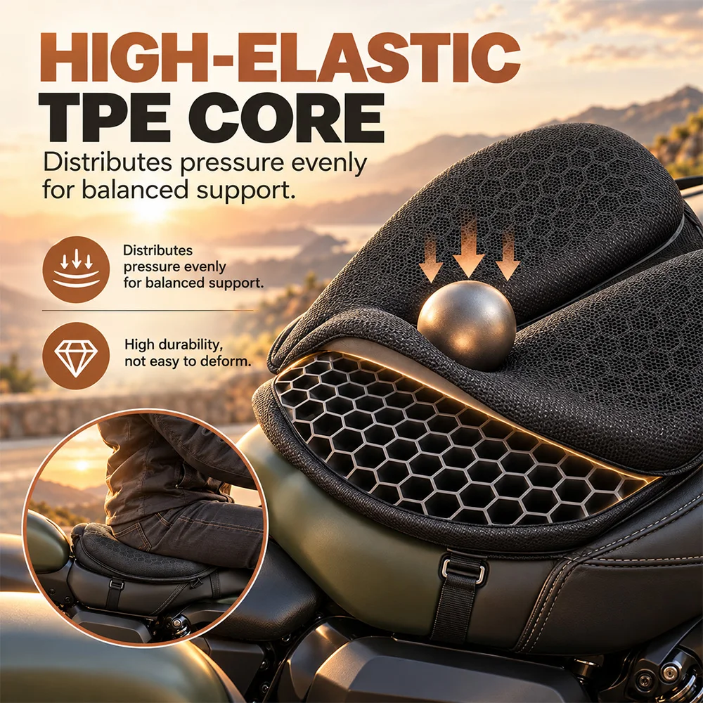 Motorrad Sitzkissen 3D Honeycomb Anti-slip Motorrad Gel Sitzkissen Moto Druckentlastung Fahrt Sitz Pad Moto Zubehör – Detail 2