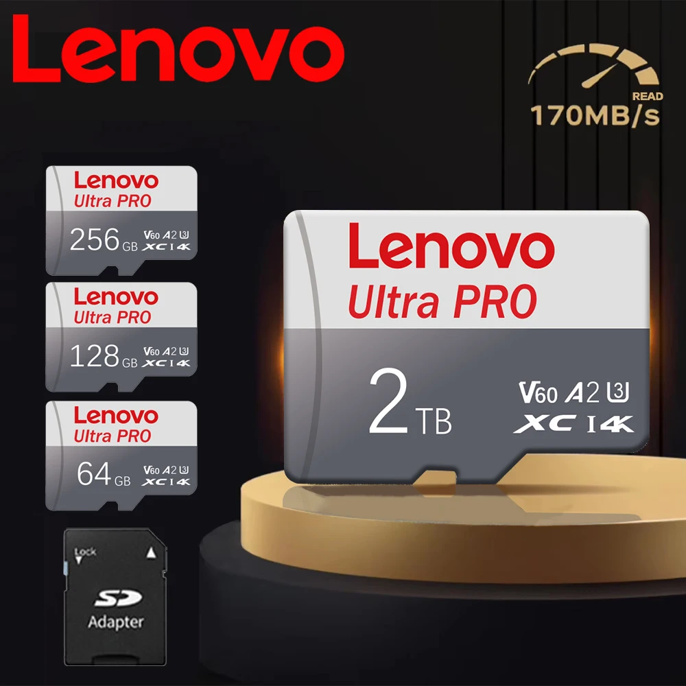 

Lenovo Ultra 1TB Micro TF SD Card Flash Memory Card 128GB 256GB 1TB 512GB A2 4K V60 SD Card 128GB Dropshipping For Phone Switch