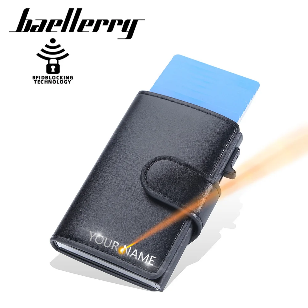 

Baellerry New RFID Men Wallets Brand Slim Card Holder Name Engraving Short Male Purse High Quality Popup Simple Men's Wallet