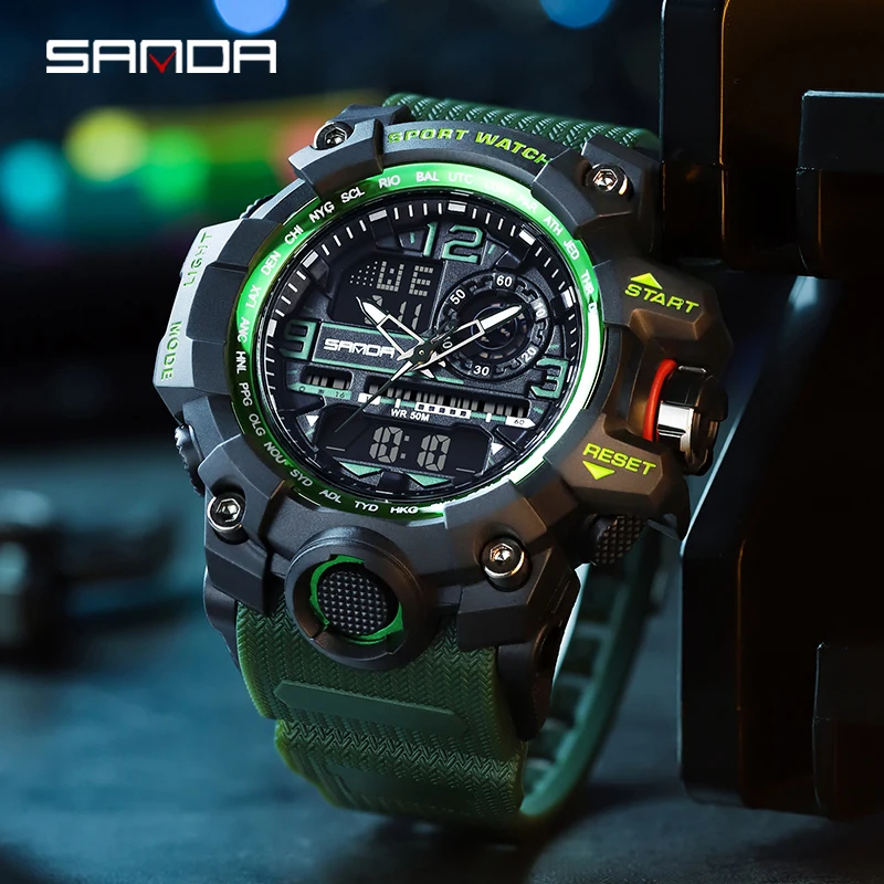 SANDA G Style-Reloj analógico de cuarzo para Hombre, nuevo accesorio de pulsera de cuarzo resistente al agua hasta 50M con diseño militar,
