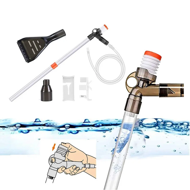 1Set Fish Tank Water Changer Cleaning Tool Vacuum Siphon Tube Manual Pressing Aquarium Sand Washer Algae Scraping