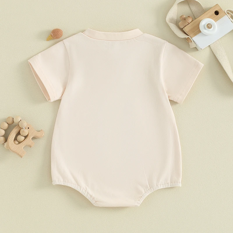 Infant Baby Summer Jumpsuit Cartoon Duck Print Round Neck Short Sleeve Romper Toddler Clothes