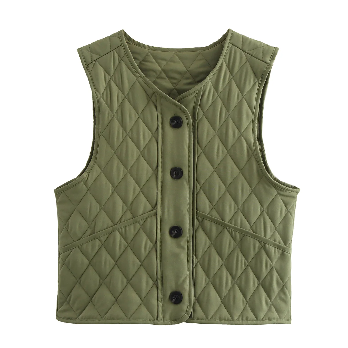 Fall Clothes 2024 Women Army Green Vest Top Women Old Money Style Button Up Waistcoat Korean Fashion Padded Quilted Vest Woman