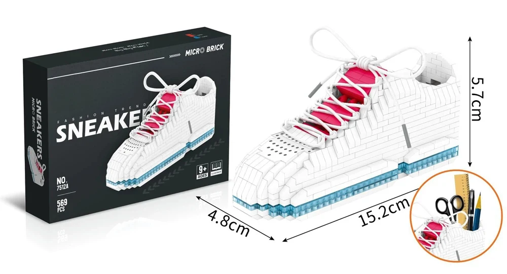 Neue DIY Sport Basketball Schuhe Bausteine Anime Turnschuhe Jungen Mädchen Spielzeug Auktion Modell Montage Block Ziegel Kinder Spielzeug Geschenke – Detail 7