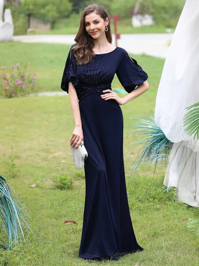 A-line Trendy Round Neck Bodycon  Chiffon Fishtail Evening Dress