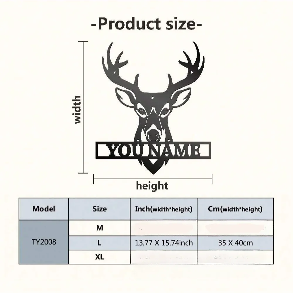 Персонализированное Имя Искусство. Изготовленный на заказ декор в виде железного металлического лося. для гостиной и кафе. Настенное украшение в помещении и на открытом воздухе.