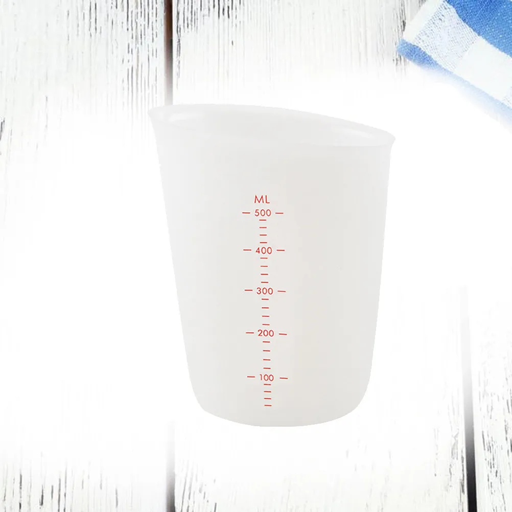 500Ml Silicone Measuring Cup Transparent Graduated Lab Kitchen Liquid Measuring Beaker for Flour Sugar Vinegar Sauce Precise
