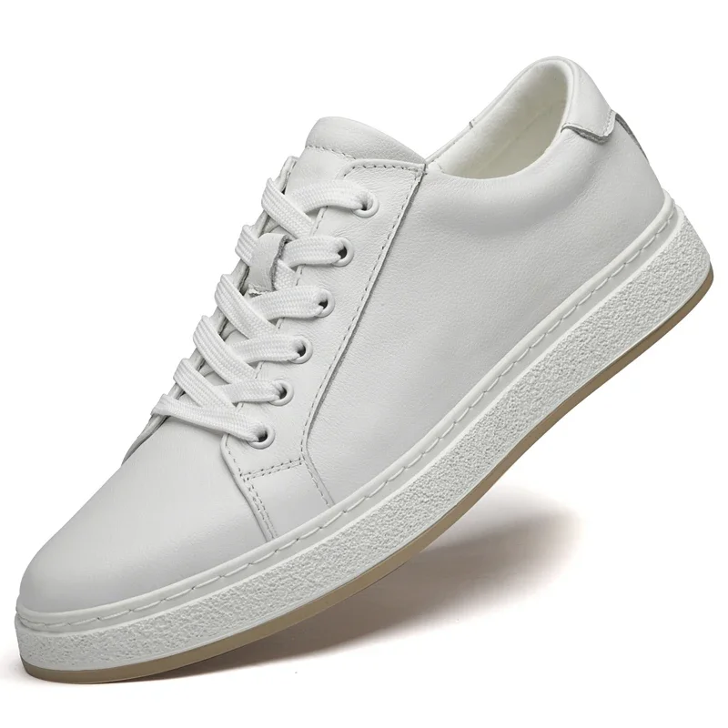 Chaussures de skate pour hommes en cuir véritable – Baskets de marche souples, décontractées et tendance_voghion.com